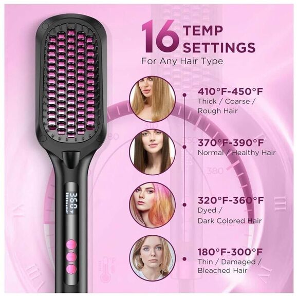 BRAND NEW 30s Fast Heated Negative Ionic Hair Straightening Brush,Global Voltage - Picture 6 of 9